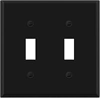 Enerlites 7712-BM Black Matte 2-Gang Double Toggle Metal Wall Plate - Corrosion-Resistant Powder Coated Steel for Industrial Use