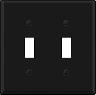 Enerlites 7712-BM Black Matte 2-Gang Double Toggle Metal Wall Plate - Corrosion-Resistant Powder Coated Steel for Industrial Use