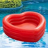Silipull Valentines Giant Red Heart Shaped Inflatable Swimming Pool 71' x 63' x 24' Large Heart Blow up Pool Fits 2-3 Adults for Valentines Wedding Bachelorette Bride Summer Beach Party