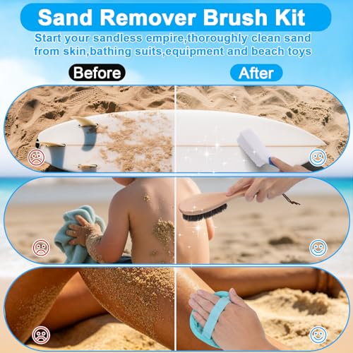XANGNIER Sand Remover Brush Kits for Beach,Beach Vacation Essentials for Kids Women,Beach Accessories Must Haves for Summer Trip Camping Necessities&Supplies-with Hooks to Hang on The Bogg Bag,7pcs by XANGNIER - Image 2