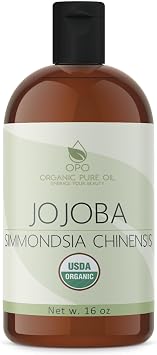OPO Organic Jojoba Oil - USDA Certified Organic Pure Unrefined Virgin Cold Pressed Natural Bulk 16 oz Golden Hohoba Carrier Oil Moisturizer Skin Face Hair Body Massage Makeup Packaging May Vary