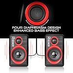 Recacazr Computer Speakers With Surround Subwoofer Heavy Bass USB Wired Powered Multimedia Speaker for PC/Laptops/Smart Phone-Red