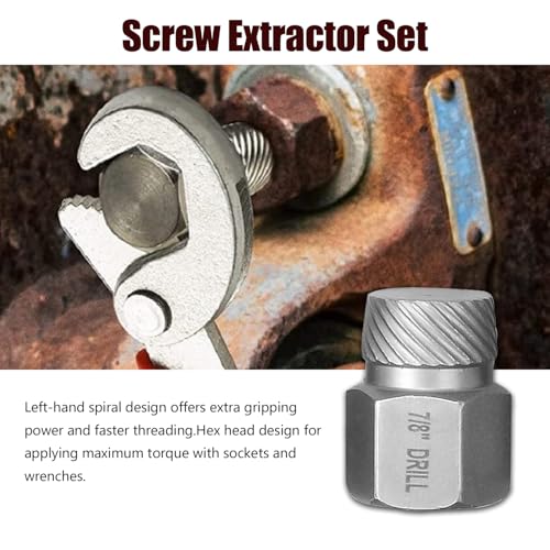 Extractor de tornillos de 27 piezas con adaptador hexagonal para tuercas dañadas y pernos 6