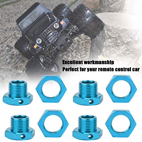 Alomejor Aluminiumlegierungsrad-Sechskantkupplungssatz 17 Mm, 4 Stück für 1/8 RC-Auto, Mehrere Farben, Ersatzteile (Blue)
