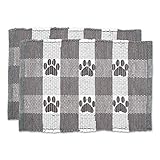 bone dry pet food mats collection buffalo check 12x18 gray 2 piece