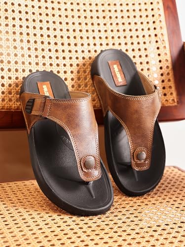 Image of WELCOME Soft Men's Slippers with Cushion FootBed for Adult | Comfortable & Light Weight | Stylish & Anti-Skid | Waterproof & Regular Flip Flops for Gents /Boys