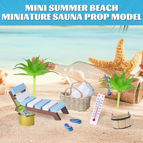 Pipihome Miniatur Deko Sauna Zubehör, 11Teile Wellness Deko Zubehör, Mini Sauna Wellness Gutschein, Saunazubehör, Miniatur Gartenmöbel Geburtstag für Wellness Gutscheine und Geldgeschenk