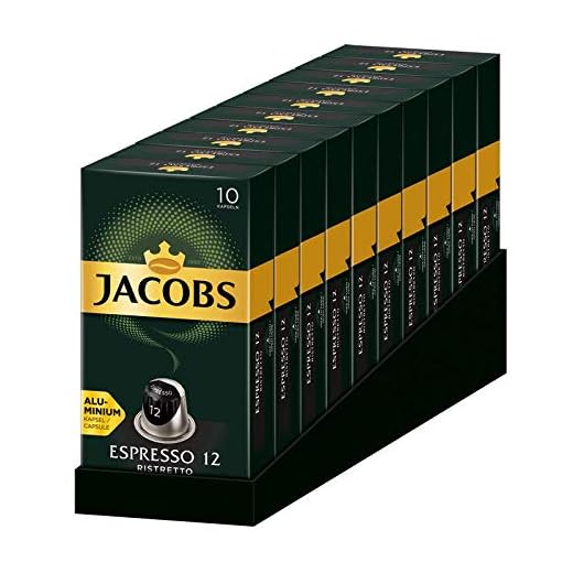 Jacobs Espresso Ristretto - Nespresso®* Cápsulas de café de aluminio compatibles - 10 Paquetes de 10 cápsulas (100 bebidas)