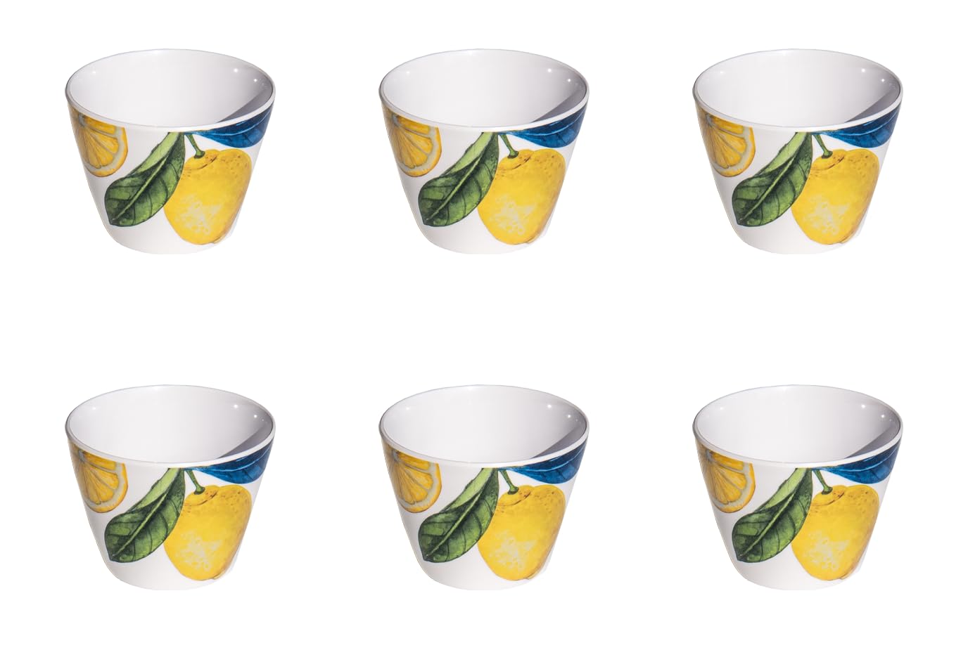 Abode Homewares Lemon Orchard newWave Microwave Safe Premium Melamine Dipping Bowl, Set of 6, 4"