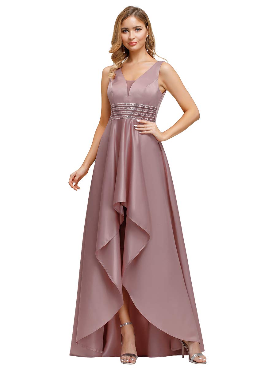 Ever-Pretty Women's V Neck High Low Satin Prom Evening Dress Cocktail Gowns 0877