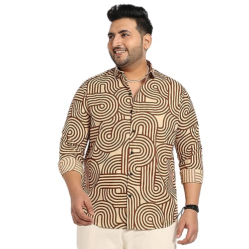 Image of Instafab Plus Men's Shirt for Casual Wear | Spread Collar | Short Sleeve | Button Closure | Plus-Size Fit | Cotton Shirt Crafted with Comfort Fit for Everyday Wear
