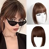 VAVANGA Clip in Bangs, Natural Wispy Bangs Air Bangs Fake Fringe Hair extension Clip on Light Brown French Bangs hairpiece for Women(Light Brown)