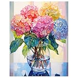 Mandun Art Hortensie Diamond Painting Erwachsene Blume Diamant Painting Full DIY Diamant Kunst Malerei Stickerei Set Home Wand Dekor Geschenk 30x40cm