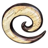 1 Stück handgeschnitzte Dehnspirale aus hellem Tamarindenholz und Sonoholz