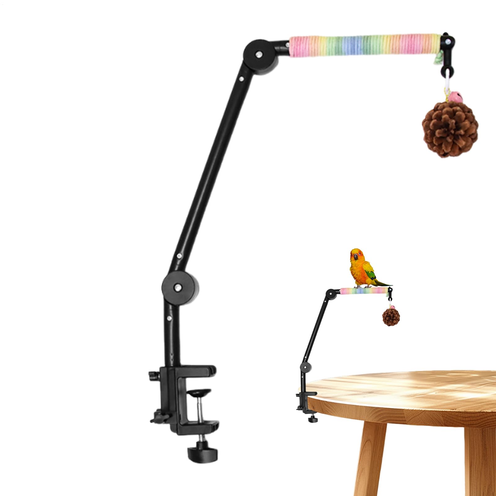 Perchoir pour cages à oiseaux 4 en 1 avec boule à mâcher et accessoires d'escalade