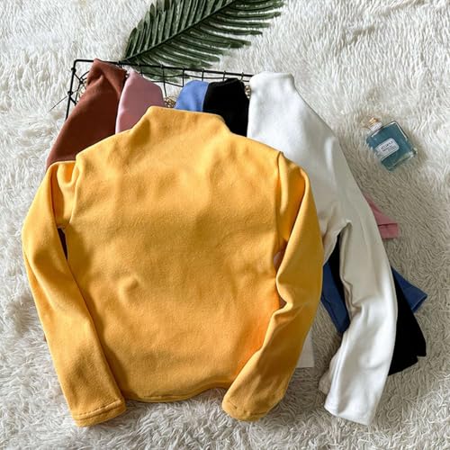 Image of Toddler Long Sleeve Shirt Girls White Turtleneck Thermal Tops Mock Neck Solid Tee Stretchy for Girls Boys Winter Wear