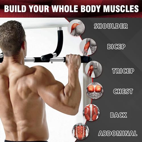 Topoko Upgrade Pull Up Bar For Doorway, Max Capacity 440 Lbs Chin Up Bar, Portable Upper Body Fitness Workout Bar, Strength Training Door Frame Pull-Up Bars thumb #4