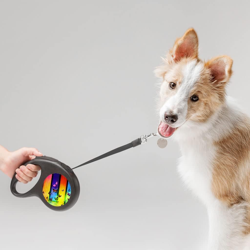 Pop Art Butterfly Retractable Pet Leash - Colorful Leash - Printed Dog Leash - 197 inches