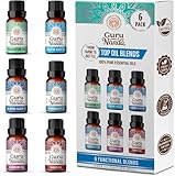 GuruNanda Essential Oil Blends (Set of 6) - Natural Essential Oil Set,...