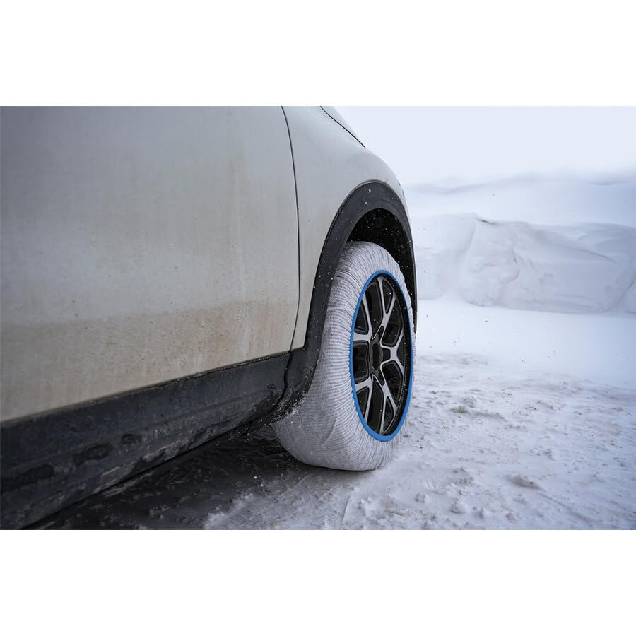 VENZO Calze da Neve per Auto Omologate EN16662-1| Coppia Dispositivi Antiscivolo per Pneumatici - Alternativa a Catene da Neve | Trazione Sicura su Ghiaccio e Neve | Montaggio Rapido (697)