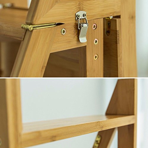 Taburete de escalera plegable de bambú de 4 peldaños para casa 4