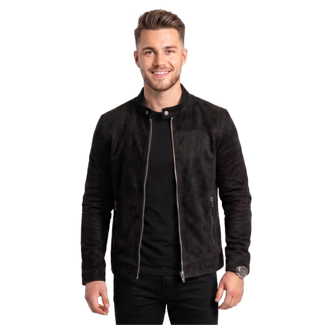 RJ WAHAN Men's Velvet Finish Stylish Jacket | Premium Suede Look Casual Zip Jacket | Mandarin Collar Full Sleeve Fashion Jacket for Men-picture-11