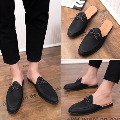Men's Retro Suede Leather Slip-On Dress Mules Slippers Loafers Summer Flats Formal Backless Loafers Work Slides Casual Open Back Sandals2