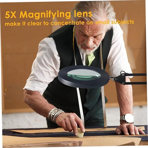 Loupe 5x avec lumière et lampe de bureau pliable à intensité réglable