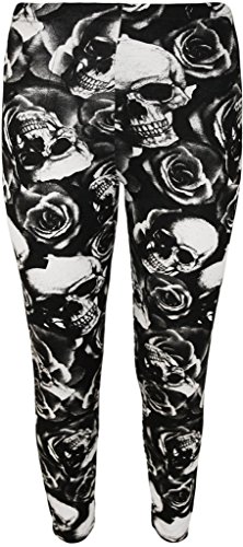 Women Printed Leggings Pants Like a Boss Work Out Aztec Roses and Skull