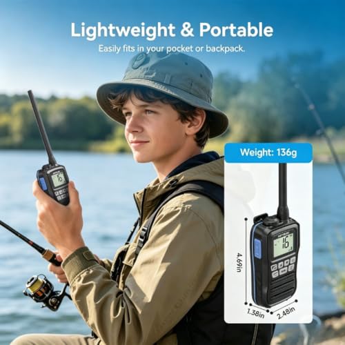 Image of Retevis RM01 Handheld Marine Radio, Floating IP67 Waterproof & Portable Marine Two-Way Radio, NOAA, International Channels, Vibration Drainage, Boat Maritime Radio for Kayak Fishing Youth (1 Pack)