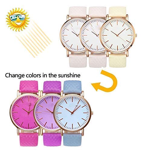 Image of crispy Analogue White To Pink Change Colour In Sun Light Dial Leather Girl's & Boy's Watch