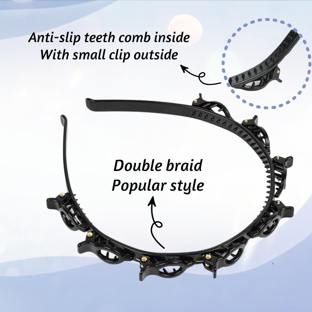 LOPHE 4PCS Clip Headbands Double Bangs Hairstyle Hairpin, Teeth Comb Hair Hoop Headband With Clips Attached - Image 3