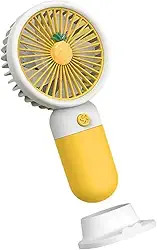 Mini Ventilador Portátil USB Recarregável, Design de Frutas, 3 Velocidades, 15 x 8 cm, com Cabo USB, Base Removível, Bateria Recarregável, para Casa e Escritório