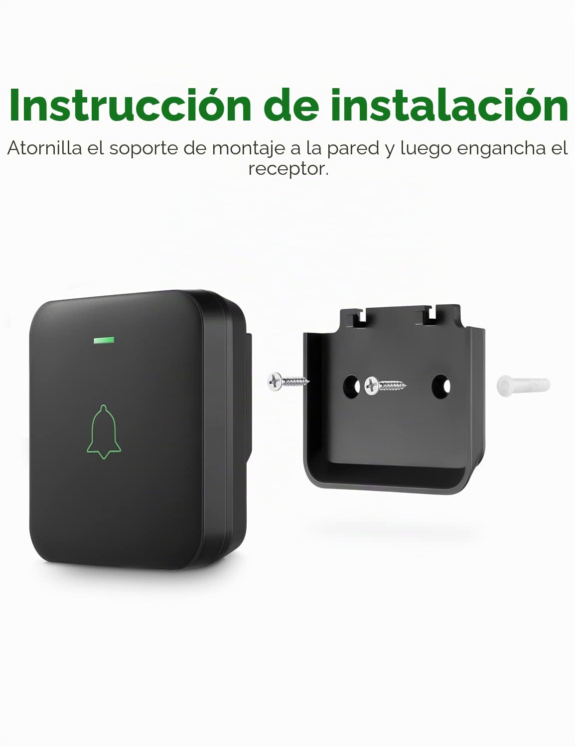 AVANTEK Waterpoof Timbre de puerta inalámbrico, funciona con pilas, funciona a 1000 pies, kit de timbre portátil con 52 melodías, 5 niveles de volumen y sonido de calidad de CD