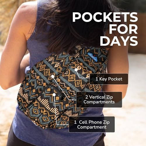Image of KAVU Rope Sling Bag - Large Crossbody Bags for Women & Men | Hands Free, Cross Body for Travel, Hiking & Everyday Carry, with Padded Back, Adjustable Rope Strap & Cotton Canvas