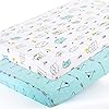 Stretchy Pack n Play Playard Sheets BROLEX 2 Pack Portable Mini Crib Sheets,Convertible Playard Mattress Cover for Baby…