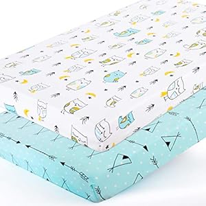 Stretchy Pack n Play Playard Sheets BROLEX 2 Pack Portable Mini Crib Sheets,Convertible Playard Mattress Cover for Baby…