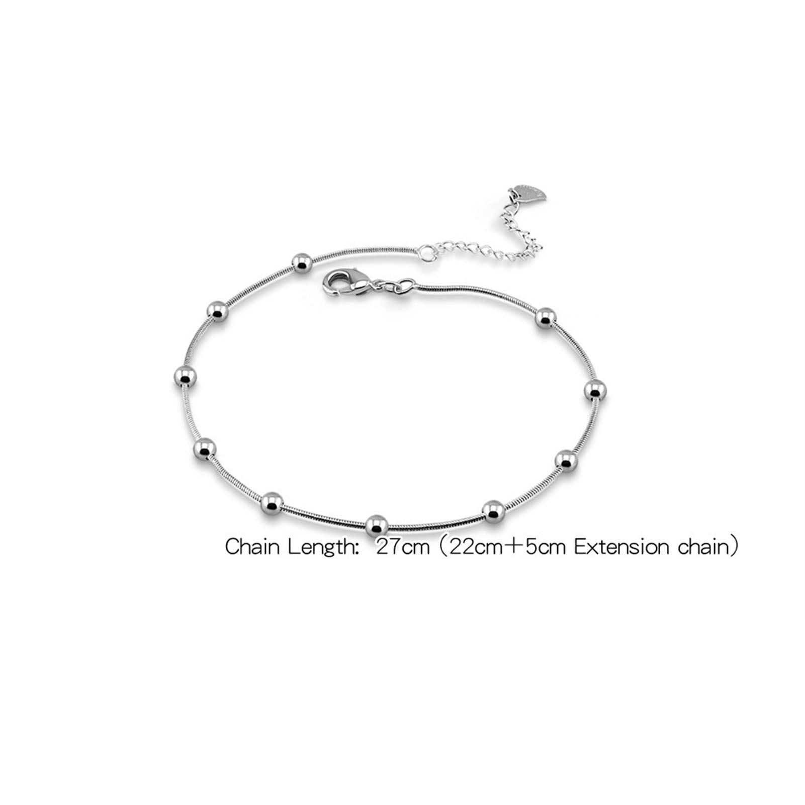 Fußkettchen Sommer Modeschmuck 925 Sterling Silber Fußkettchen Weibliche Modelle Einfacher Stil Runde Perle Solide Silber Fußkette Frauen Fußkettchen
