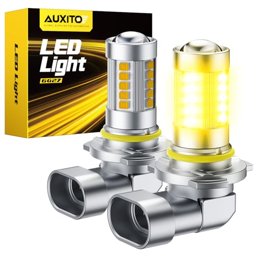 Image of AUXITO 9145 9140 H10 LED Fog Light Bulbs, 3000K Amber Yellow CSP LED Fog Lights, True 1:1 Mini Size Replacement Fog Bulb, 360 Full Illumination, Play and Plug, Pack of 2