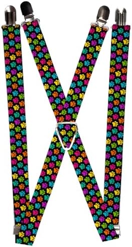 Buckle-Down Suspenders, Paw Print Black Multi Color image 4