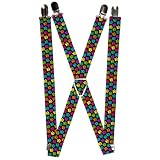 Buckle-Down unisex adults Buckle-down - Paws Suspenders, Paws, One Size US