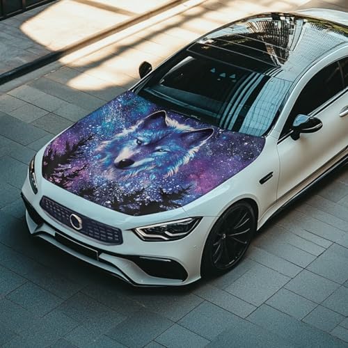 Image of Tree Wolf Car Windshield Sunshade Cover, Waterproof Breathable Half Car Cover Blocks UV Rays for All Season - Fit Most Cars, SUV