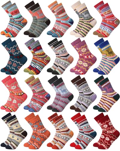 Chaussettes d'hiver en laine femme lot de 20 paires chaudes thermiques pour la randonnée