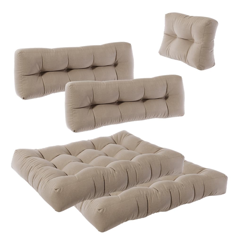 Vicco Set di cuscini per pallet "Flocken", Sabbia, 5 parti, per l’imbottitura di sedute e schienali su pallet europallet