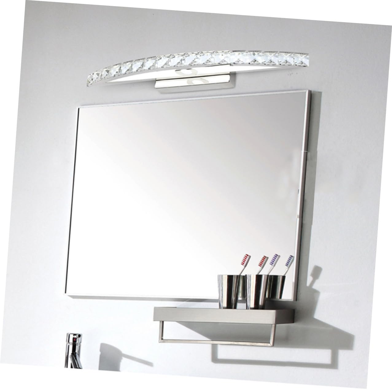 Yardenfun 10w Led Specchio Bagno Lampada Da Parete Cristallo Trasparente Luce Bianca Fredda Design Minimalista Resistente All Umidità e Antiusura Per Ambienti Bagno