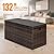 VINGLI Outdoor Wicker Storage Box, 132 Gallon Patio Rattan Deck Box, Wicker Storage Bench for Indoor, Outdoor, Pool, Balcony, Yard, Garden – Dark Brown