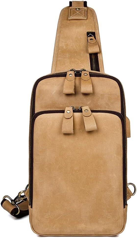 Vintage Chest Bag Crazy Horse Leather Multi-shoulder Straddle