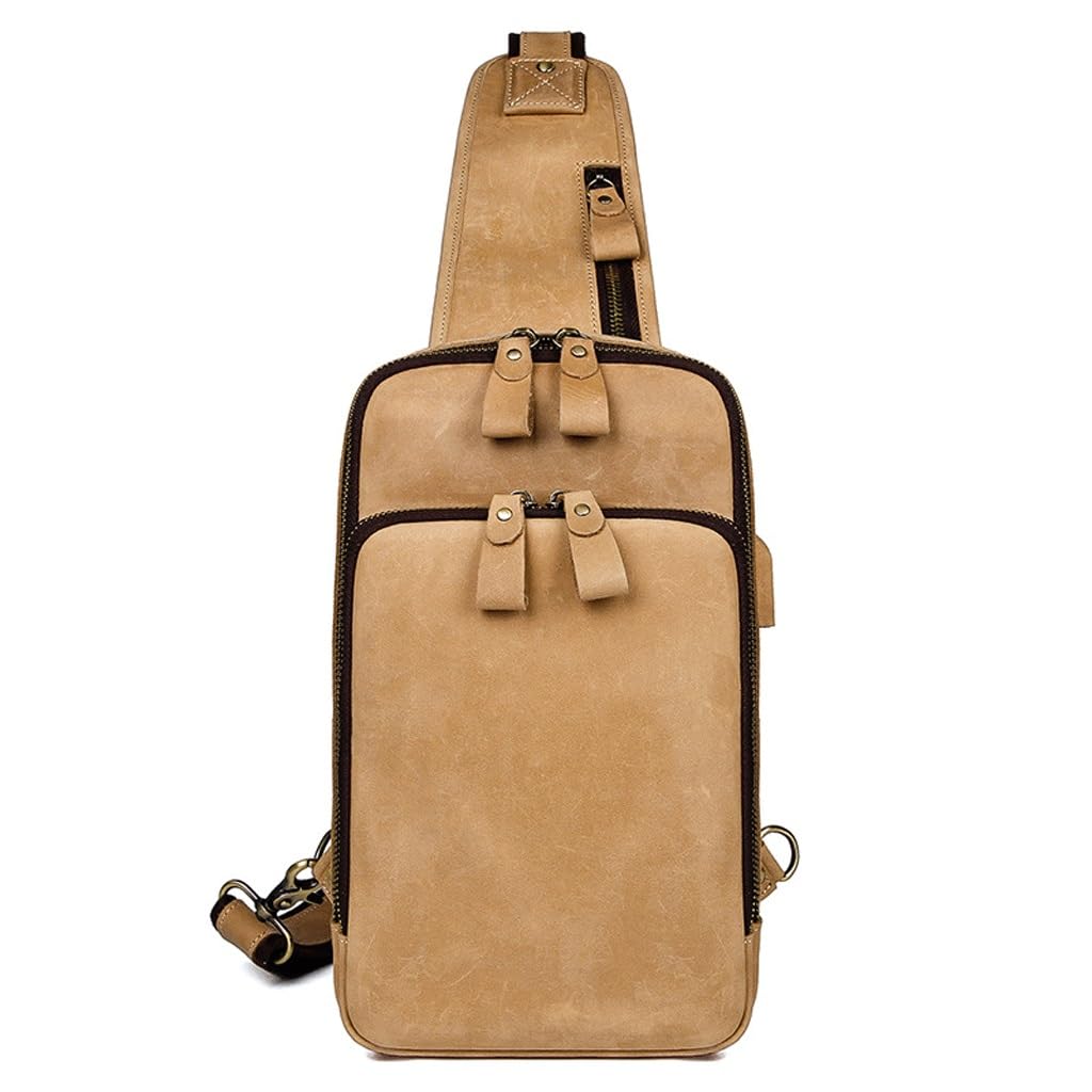 Sac de poitrine crazy horse en cuir sacoche bandoulière et straddle bag homme