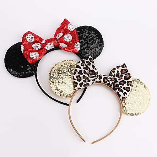 Image of DRESHOW Mouse Ears Bow Headbands Glitter Party Decoration Cosplay Costume for Women