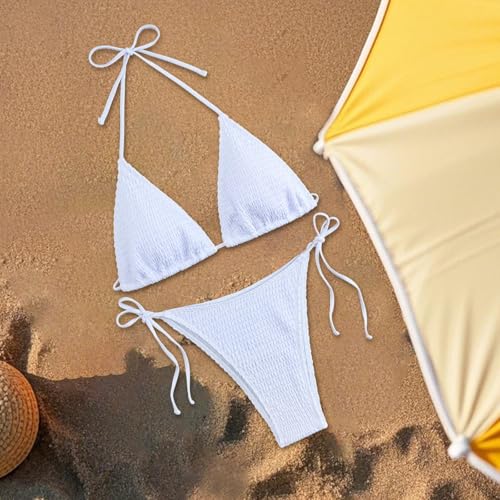 Maillot de bain deux pièces avec cordon réglable et tissu polyester résistant - 7